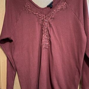 Torrid Brick Red Lace Long Sleeve Top